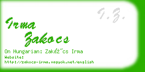 irma zakocs business card